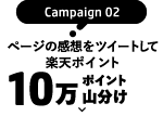 Campaign 02 ページの感想をツイートして楽天ポイント 10万ポイント山分け
