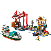 レゴシティの波止場と貨物船