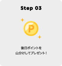 Step 03 後日ポイントを山分けしてプレゼント！