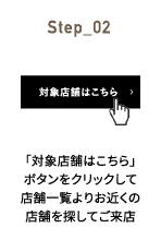 Step_02 「対象店舗はこちら」ボタンをクリックして店舗一覧よりお近くの店舗を探してご来店