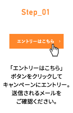 Step_01 「エントリーはこちら」ボタンをクリックしてキャンペーンにエントリー。送信されるメールをご確認ください。