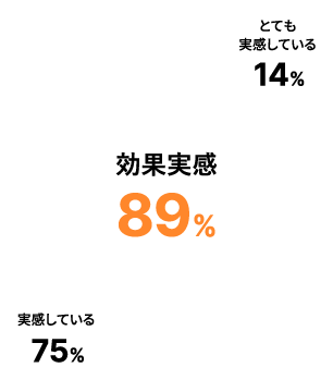 効果実感89%% とても実感している14% 実感している75%