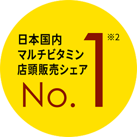 日本国内、マルチビタミン、店頭販売シェア、No.1